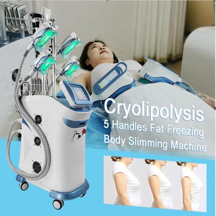 Clinic use 5 Cryo Handles Cryo Slim Cryotherapy Fat Freezing machine Cooling Lipolysis 4 handles work at the same time with Chin Handle slimming machi