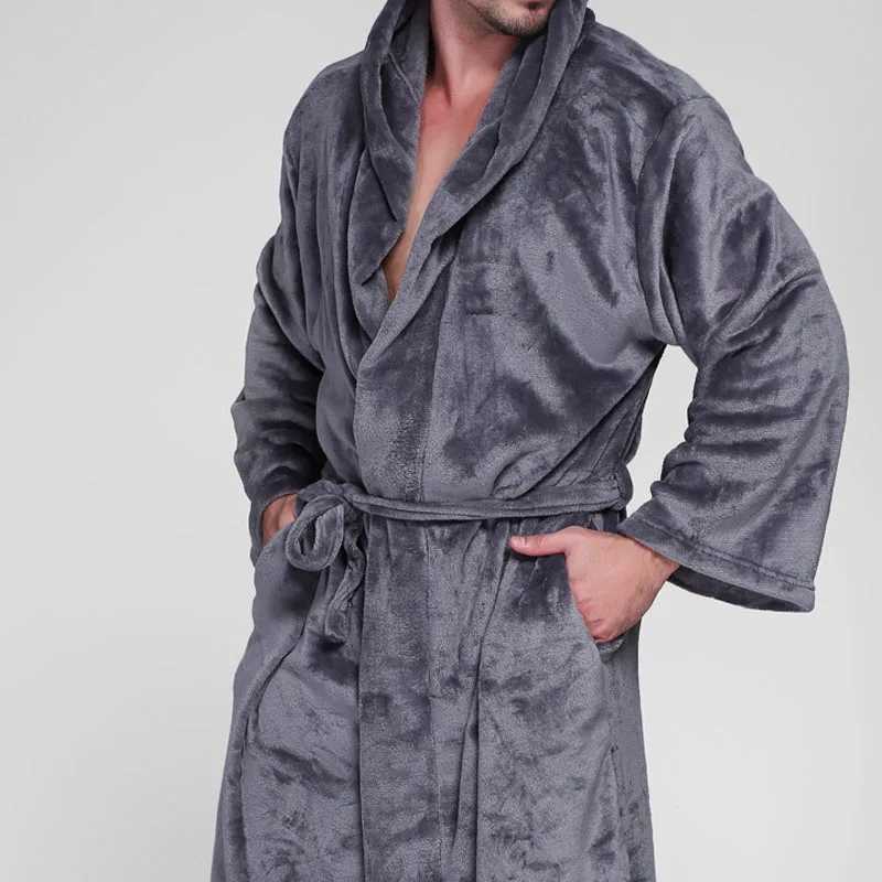 Mens Winter Plus 10XL 12XL Long Flannel Fce Bathroom Kimono Warm Bath Robe Mens Comfortable Robe Night Spwear W241023