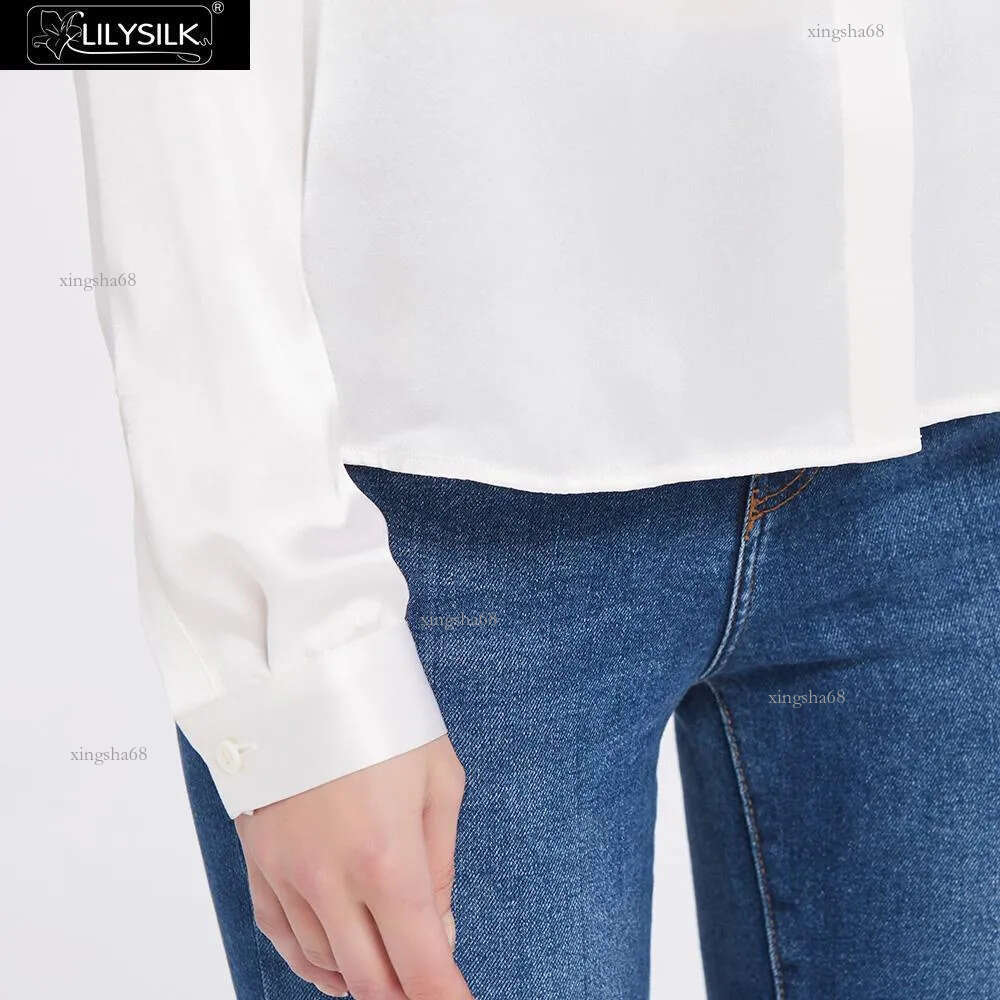 LilySilk 100 Silk Shirts Blouse Women 22 momme Basic Placket Chinese Charmeuse Natural Glossy Elegant Ladies Long sleeves 210326