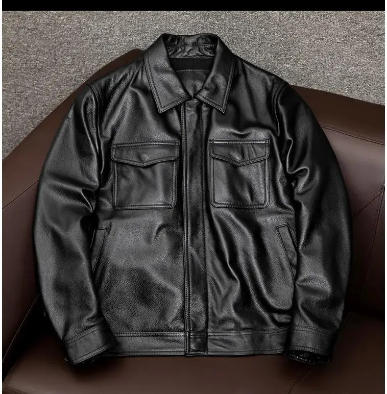 Wholesale leather jackets casual denim fabric jackets PU coated leather soft and comfortable cost-effective 241023
