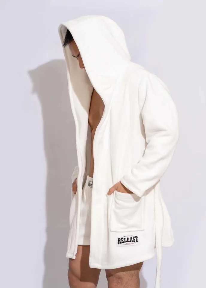 D. M mens bathroom short thick solid Fce pajamas sexy and warm autumn casual home bathrobe mens W241023