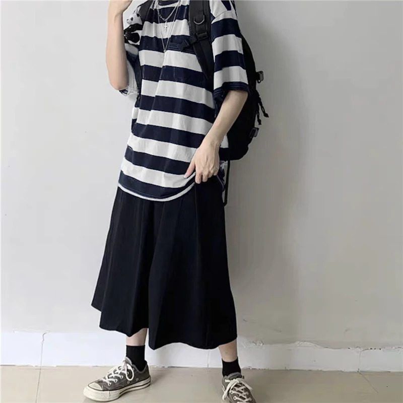 Women TShirts Harajuku Goth Punk stripe Print Short Sleeve Loose Clothes Oversized T Shirt Female Tops Hip Hop Tee Shirt 241010