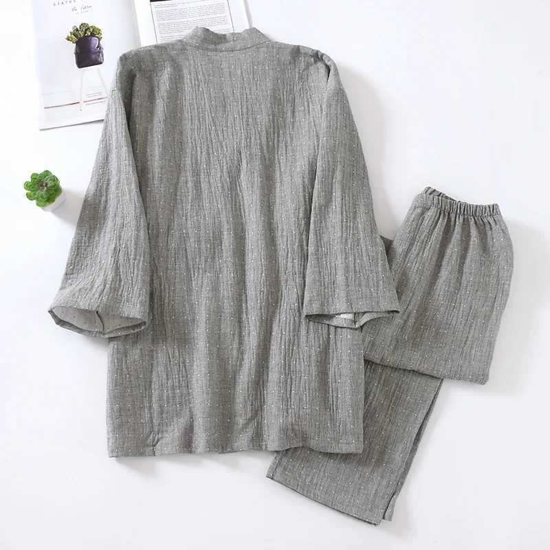 Mens Japanese kimono bathrobe Spwear sauna Spa Yukata Haori Aodai Home Nightgown Hanfu cotton soft pajama set T top pants W241023