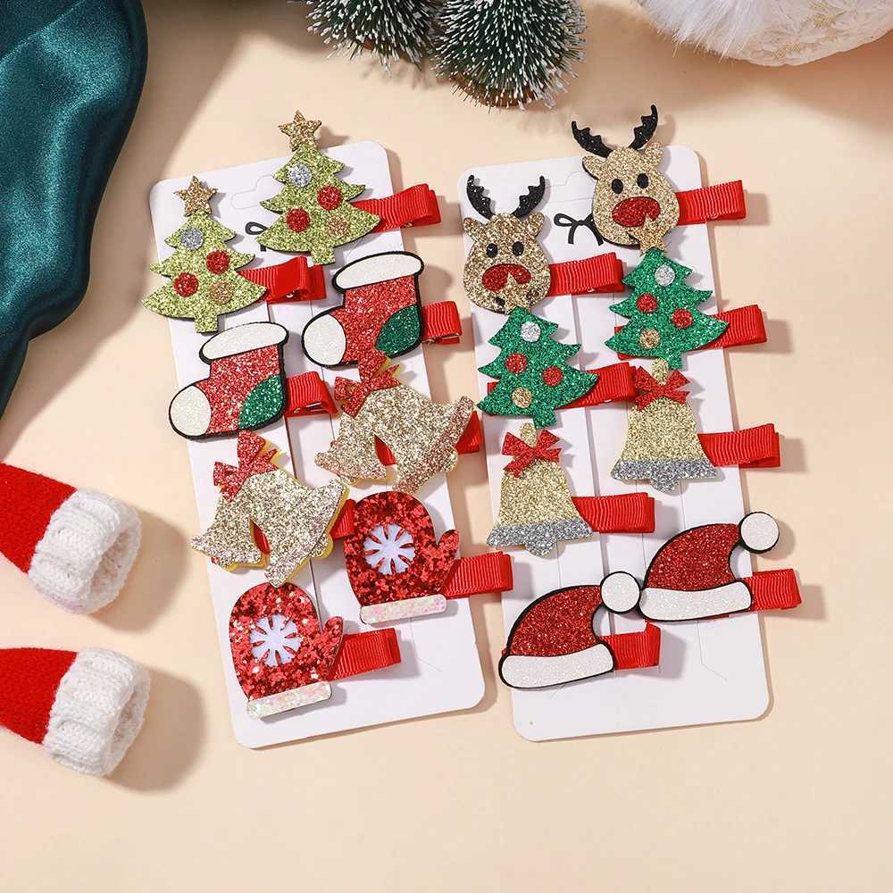 8pcs Christmas Hair Clip Set Girls Kids Christmas Decor Supplies New Year Party Decorations Baby Hair Accessories Wholesale GiftX241022