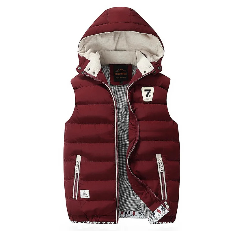 5XL mens winter vest hat detachable vest casual vest sleeveless jacket mens hooded vest jacket warm jacket 241023