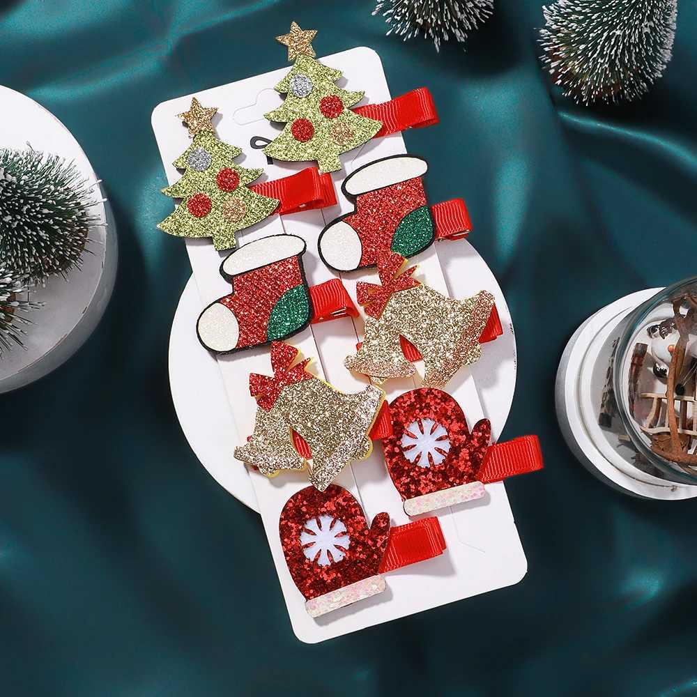8pcs Christmas Hair Clip Set Girls Kids Christmas Decor Supplies New Year Party Decorations Baby Hair Accessories Wholesale GiftX241022