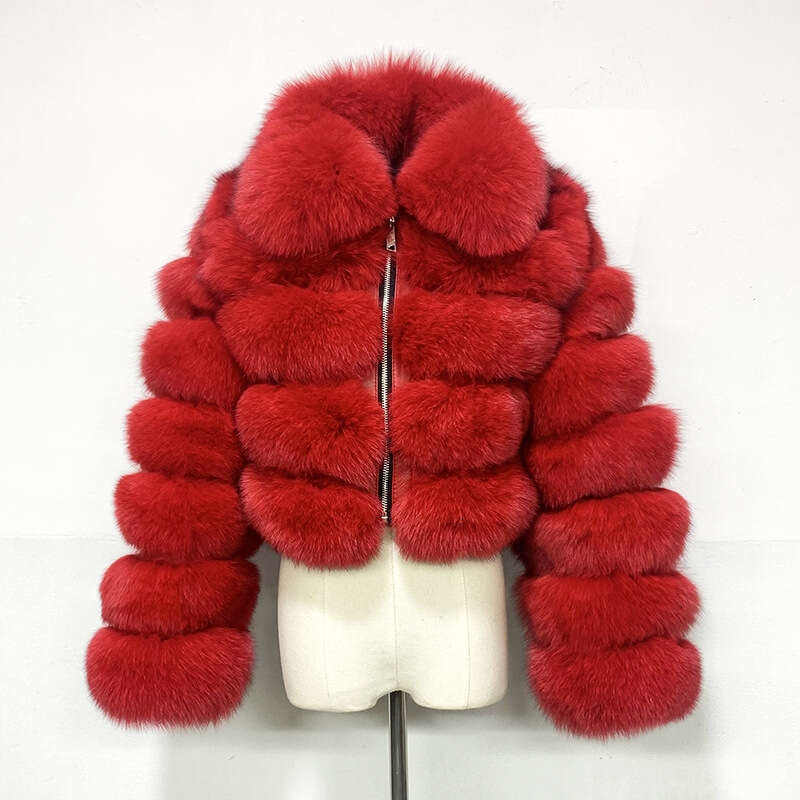Imitation Fox Patchwork Lapel Long Sleeve For Women Short Fake Hoodless Fur Coat