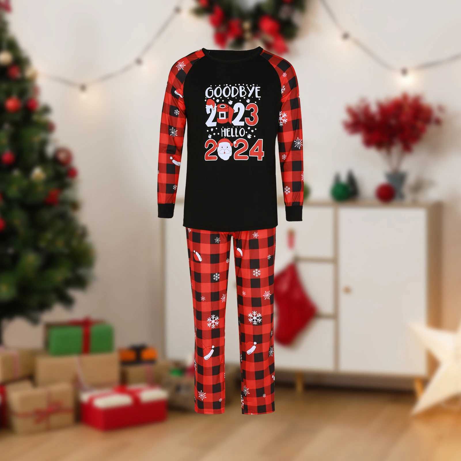 2 Piece Parent-Child Outfits Cute Christmas Family Pajamas Set Casual Red Plaid Holiday Nightwear Pjs for Baby Kids Teens AdultsXJ241008