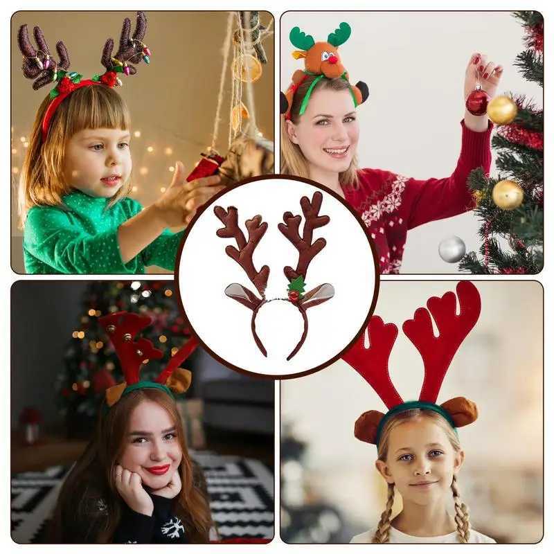 Christmas Elk Antlers Headband Bell Antler Hair Accessories Reindeer Antlers Ears Head Hoop Christmas New Year Decoration 2024X241021
