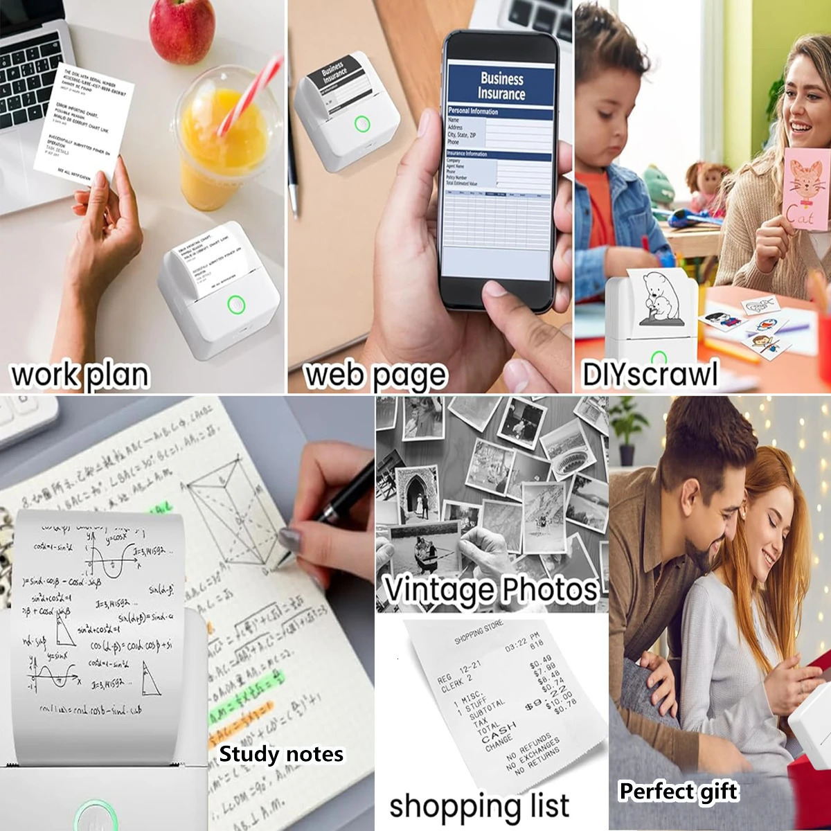 Mini printer no ink sticker manufacturer free cutting small pocket printer portable thermal printer 241023