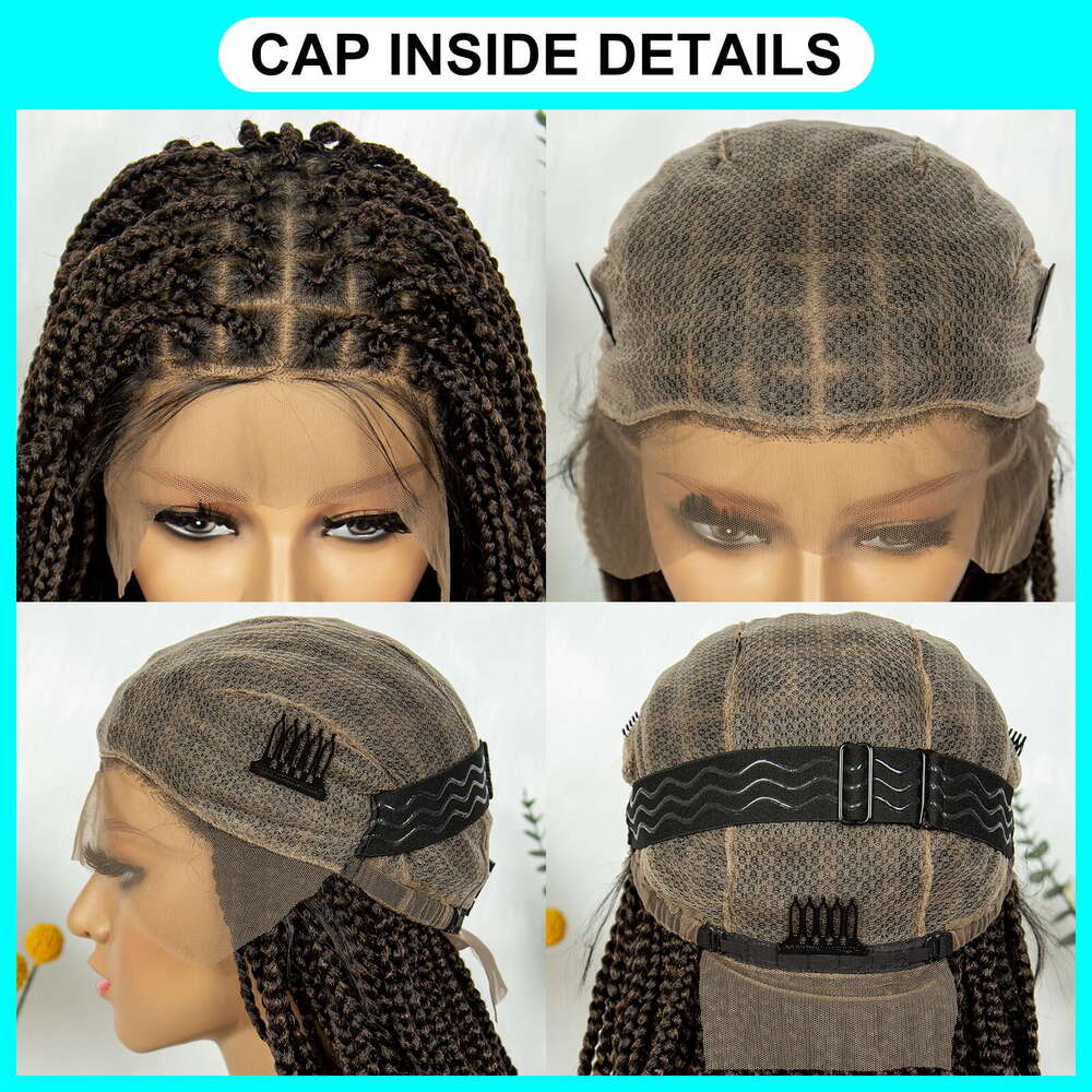 Kima Goddess Box Transparent Full Lace Wig French Curly Ends with Baby Hair Braided Wigs for African Women
