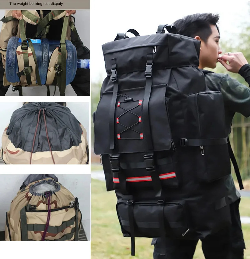 130L hiking camping backpack travel large luggage bag mens hiking outdoor sports bag Molle hiking large backpack 241023
