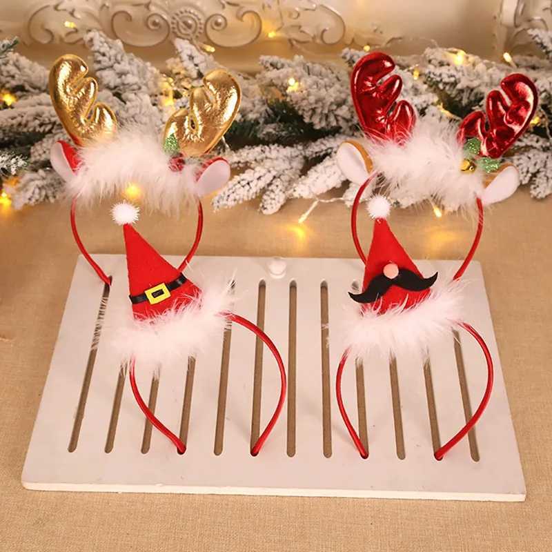 Christmas Headband Santa Tree Elk Antlers Hairhoop Kid Adults Headwear Reindeer Elf Ears Christmas Party Decorations PropX241021