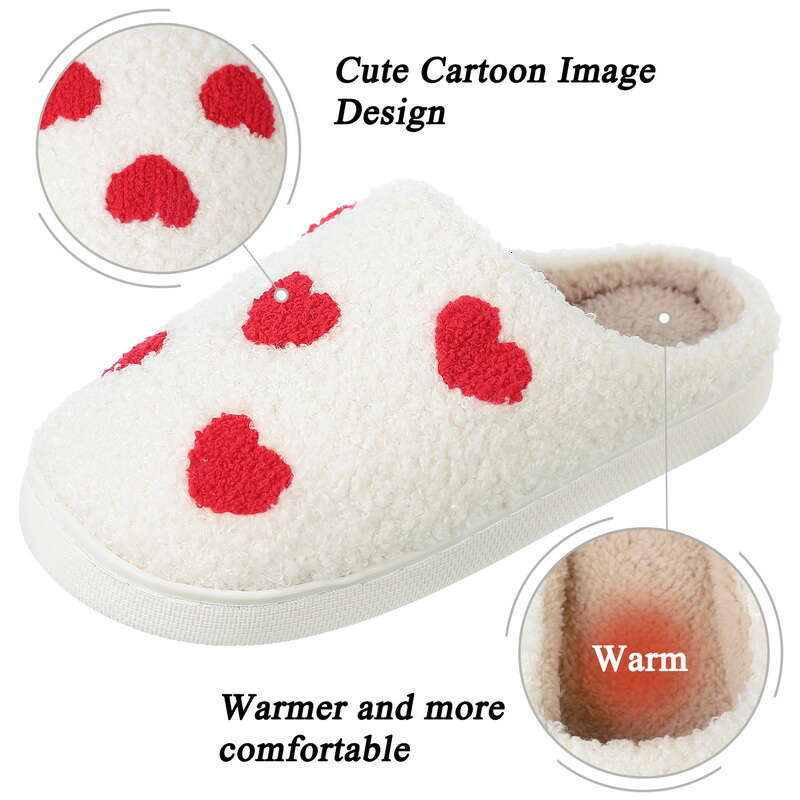Christmas Elk Cotton For Women Men Winter Cute Cartoon Slippers Indoor Non Slip Couple or Slides Home Plush Shoes