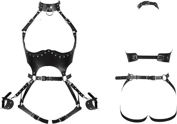 Women Punk PU Leather Body Waist Belt Bodysuit Bondage Body Harness Belt Sexy Lingerie Leg Garter BT1