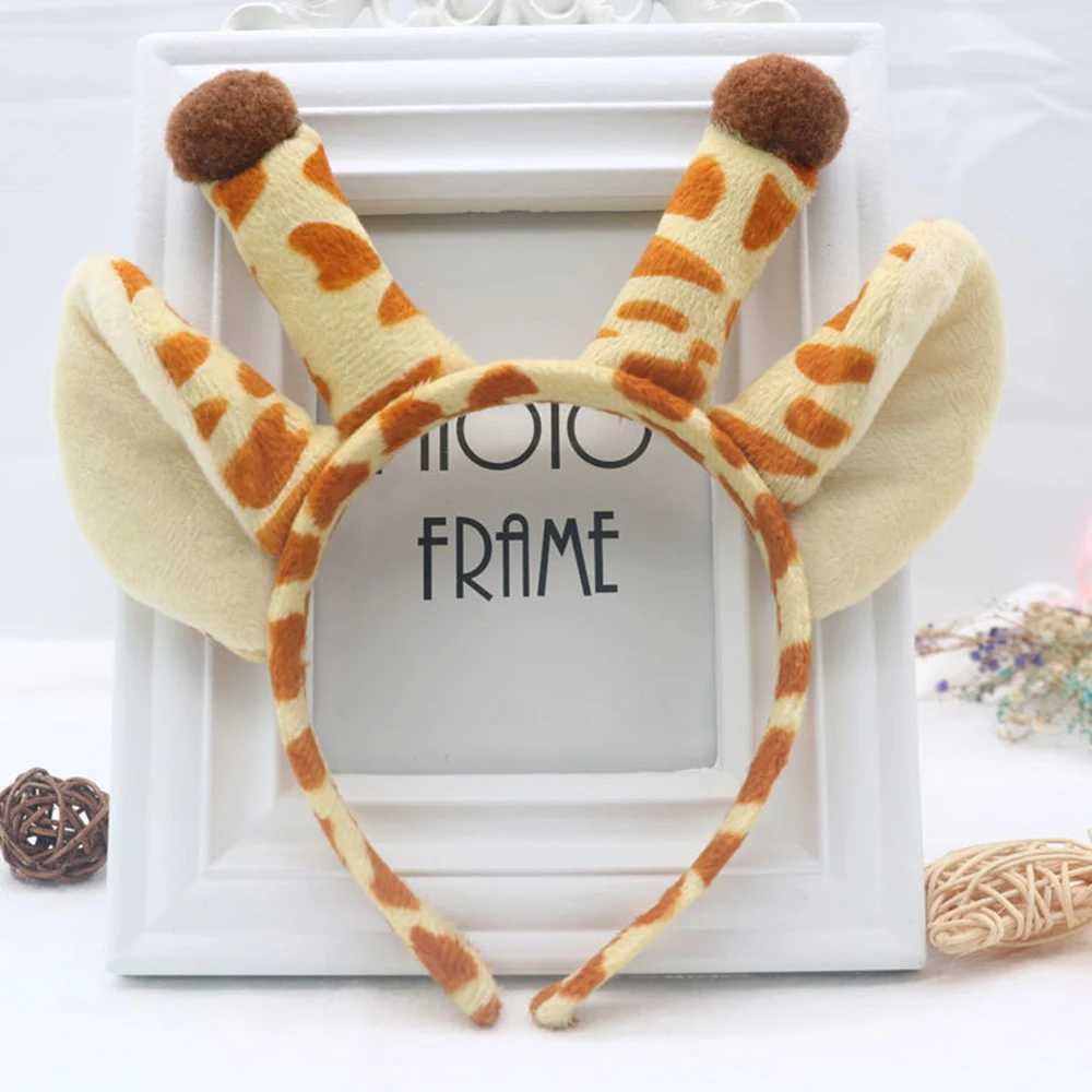 Cartoon Lovely Fluffy Plush Giraffe Ears Headband Female Cosplay Props Hair Hoop for Christmas Hair Band Women Hair AccessoriesX241021