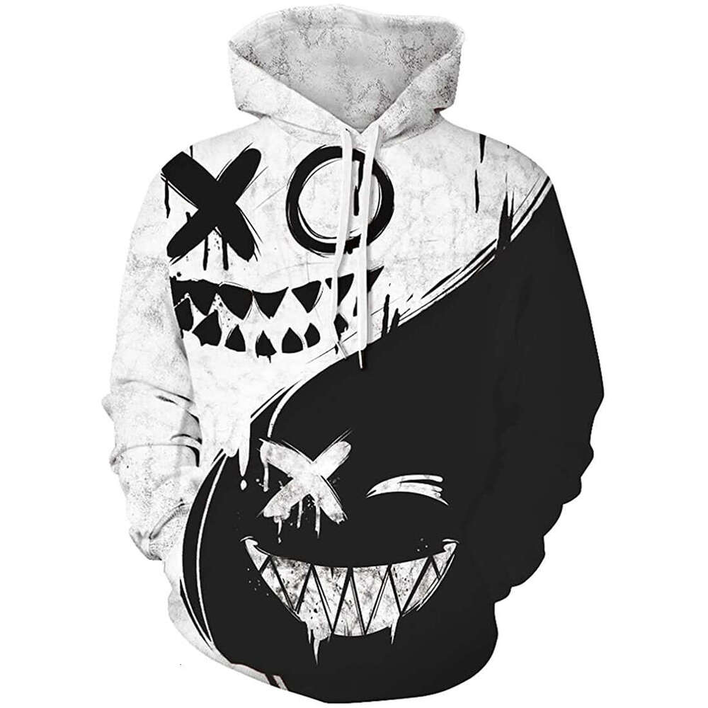 Men Vintage s Hooded Sweatshirt Cartoon Demon Print Long Sleeved Street Outdoor Hoodie Oversized Pullover Clothing Fashion Tops Sweathirt Overized Fah