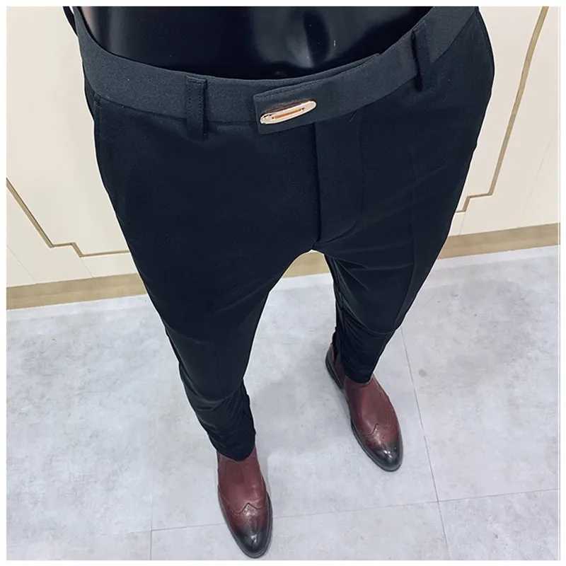 Pantn Homme 2021 New Mens Business Dress Pants Solid Color Slim Fit Formal Office Suit Pant Streetwear Man Casual TrousersX241023