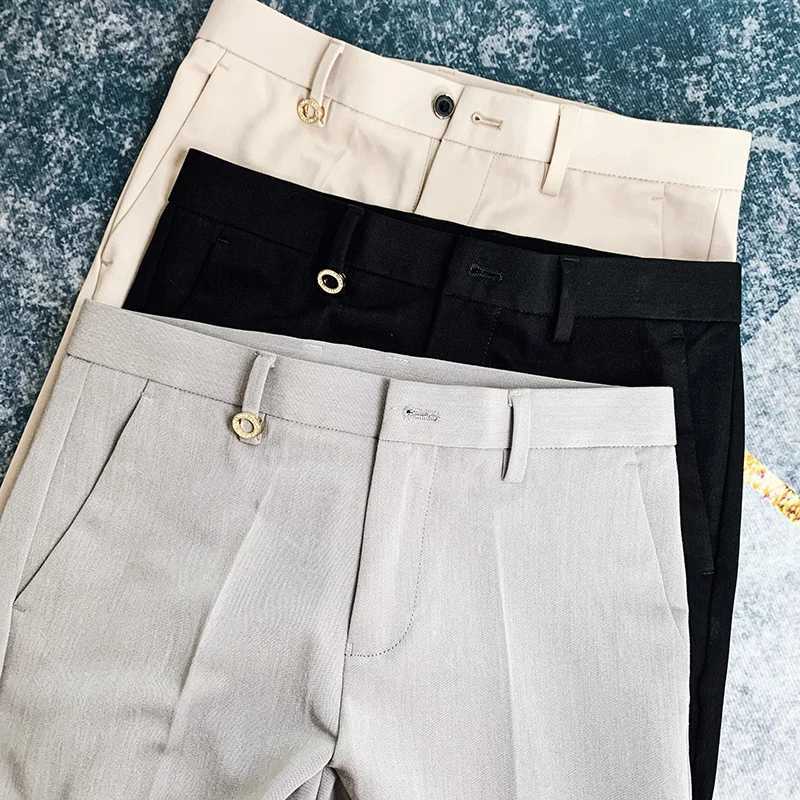 2023 Men British High Waist Straight Pants Men Social Trousers Pant Italian Mens Formal Pant Pantalones Hombre Dress Ankle PantsX241023
