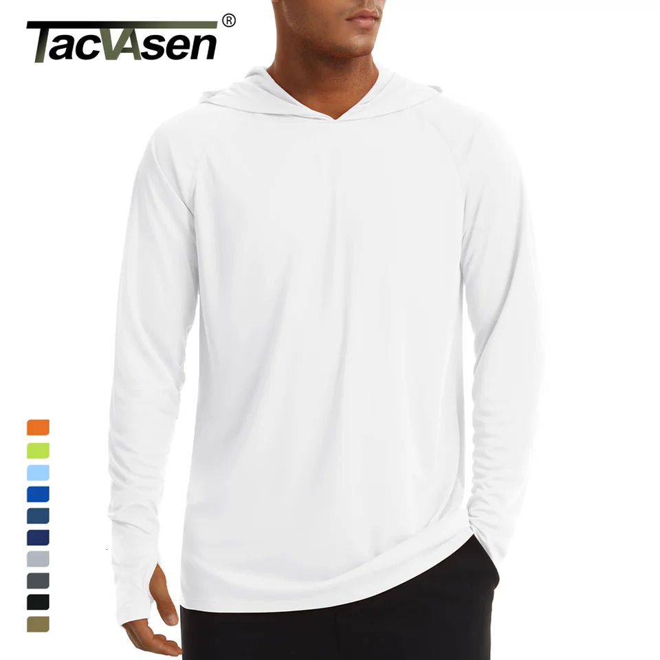 TACVASEN UPF 50Hoodie Mens Sunscreen Long Sleeve Quick Drying T-shirt Outdoor Sports Running Hoodie Zipper Top 241023