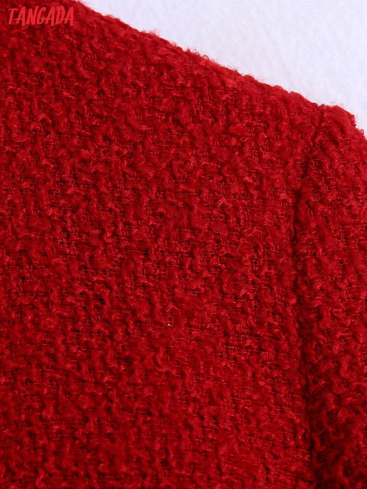 Series Womens Retro Red Coarse Hemp Sweatshirt Womens Long Sleeve Elegant Jacket Womens Crop Sweatshirt Womens Coat 241023