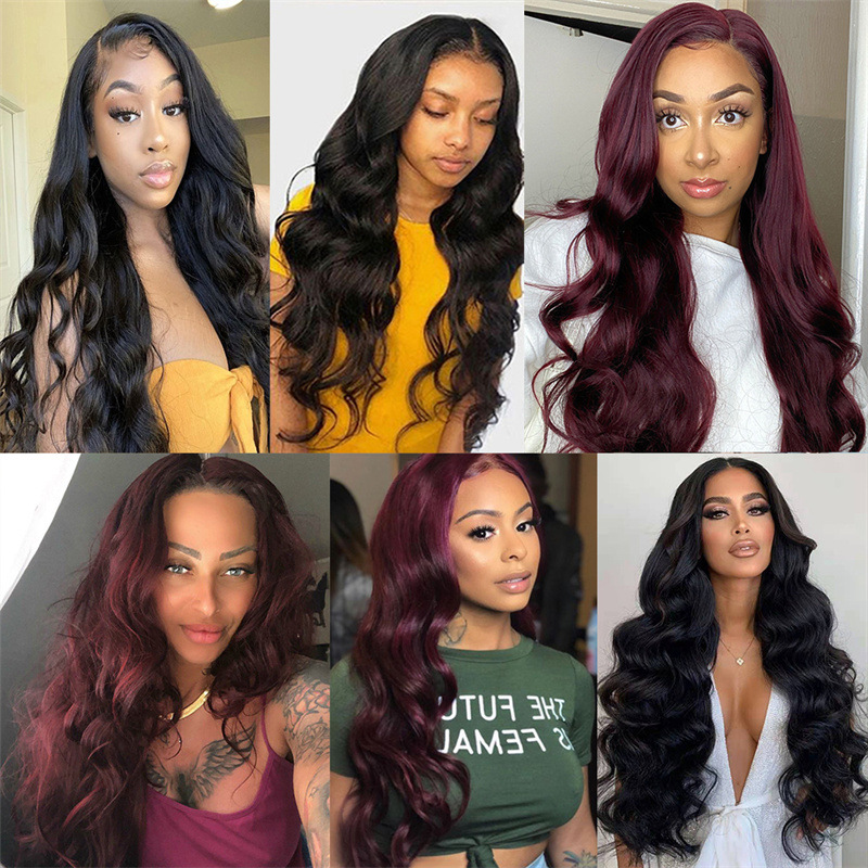 New arrival middle part big wave wig African long curly wig black wine red multi-color curly hair