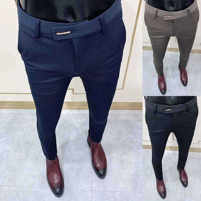 Men Striped Suit Pants Slim Fit 2024 Spring New Dress Pants Men Office Party Trousers Business Casual Formal Pants Men ClothingX241023