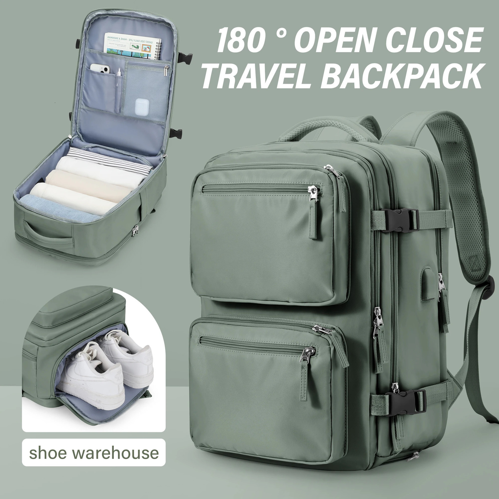 Large travel backpack with USB charging anti-theft backpack 241023