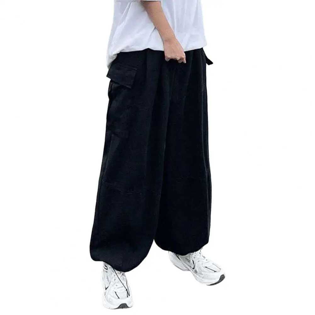 Trendy Cargo Pants Four Seasons Men Pants Elastic Waist Drcord Leg Opening Pants StreetwearX241023