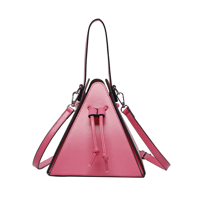 Fashion Women Leather Shoulder Handbags - Black hot & White PU Triangle Crossbody Bag