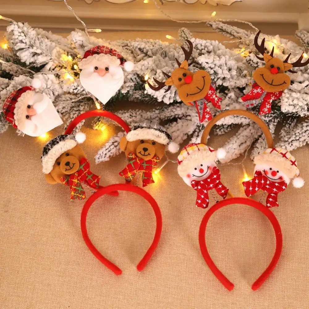 1~10PCS Cute Christmas Headband Santa Claus Snowman Deer Bear Headband With Spring Cute Christmas Ears Headband Xmas New YearX241022