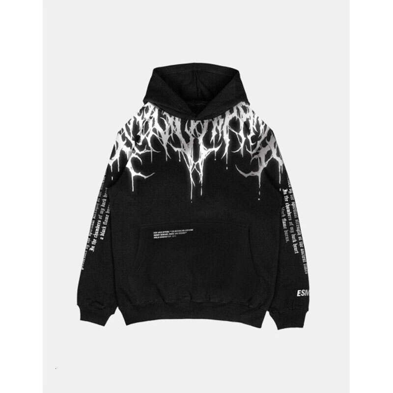 High end s Men Evil Blood Large Pattern Hoodie Unique Personality Casual Autumn Winter Thickened Warm Black for Full Peronality Caual