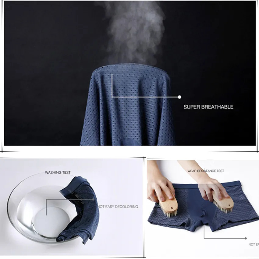 4 pieces/batch underwear mens underwear boxing shorts mens underwear mens mesh sexy mens bamboo ice silk nylon large size 6XL 7XL 241023