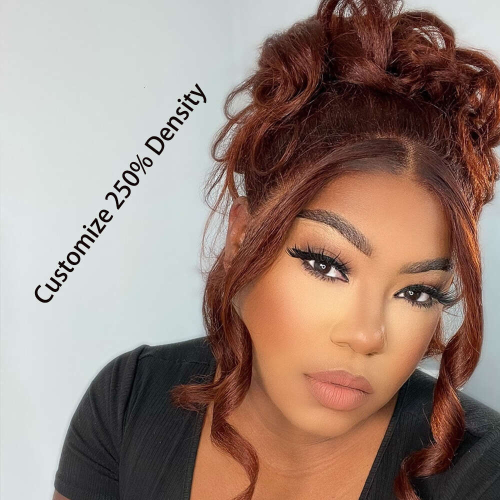 360 Full Reddish Brown Front 250 13x4 13x6 Hd Lace Frontal Wig Body Wave Human Hair Wigs For Women