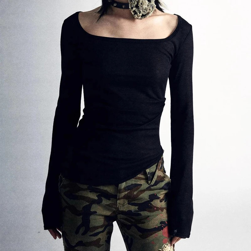 90s Vintage Egirl Emo Clothes Fires Graphic Print Y2K Grunge Tshirt Women Harajuku Retro Long Sleeve Tee Goth Punk Streetwear 241022