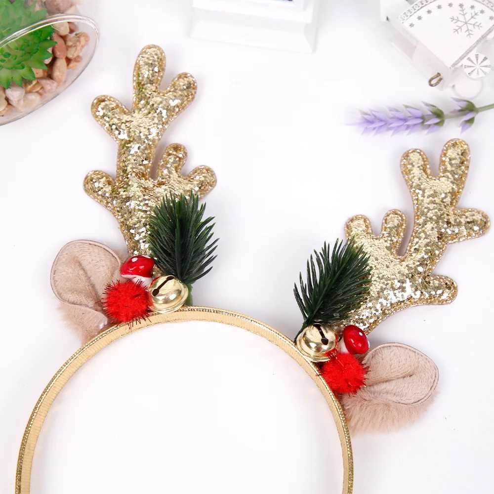 Christmas Headband Christmas Party Decoration Antlers Headband With BellsX241021