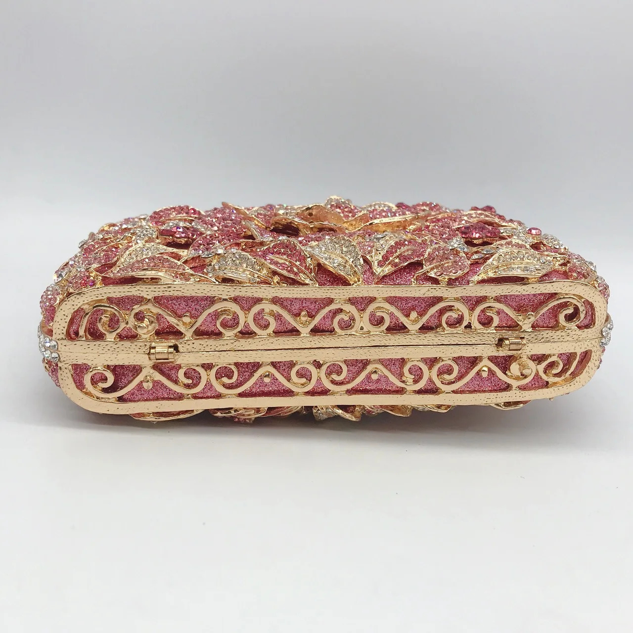 Pink rhinestone flower clutch wallet crystal er womens dinner party handbag unique diamond wedding evening bag 241023