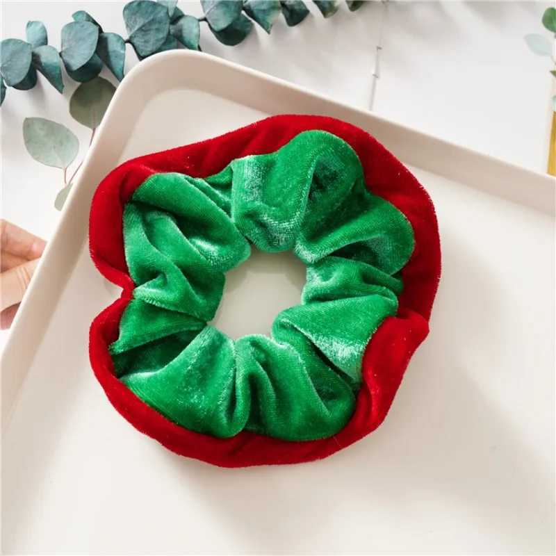 Muweordy Christmas Style Scrunchies Fashion Vintage Simple Hair Accessories Rubber Band Hair Band Red Green Hair Ring for WomenX241021