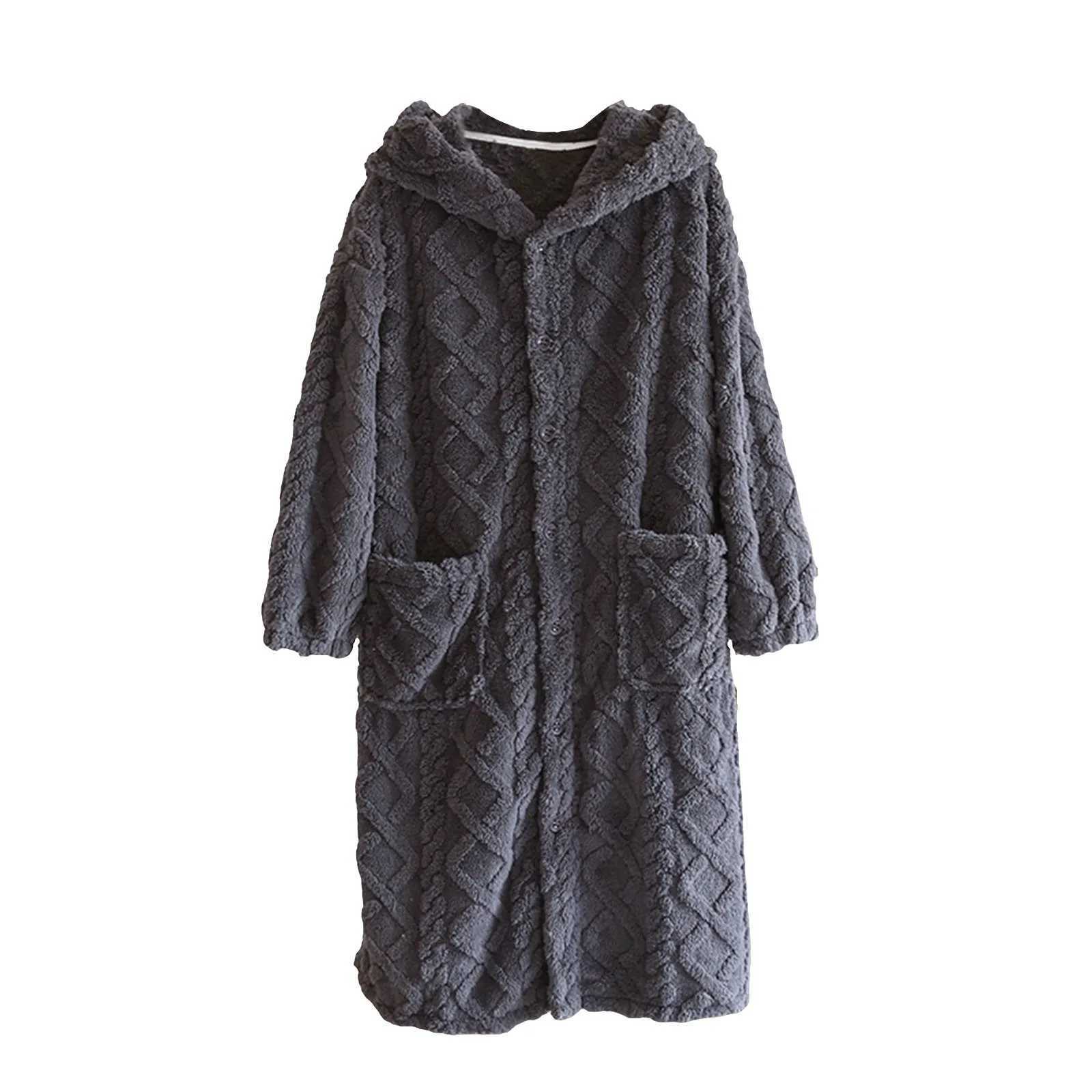 Mens Winter Spwear Robe Mens Fce Sleepwear Loose Thick House Shower Robe Mens Warm Plush Sp Robe Nightwear W241023