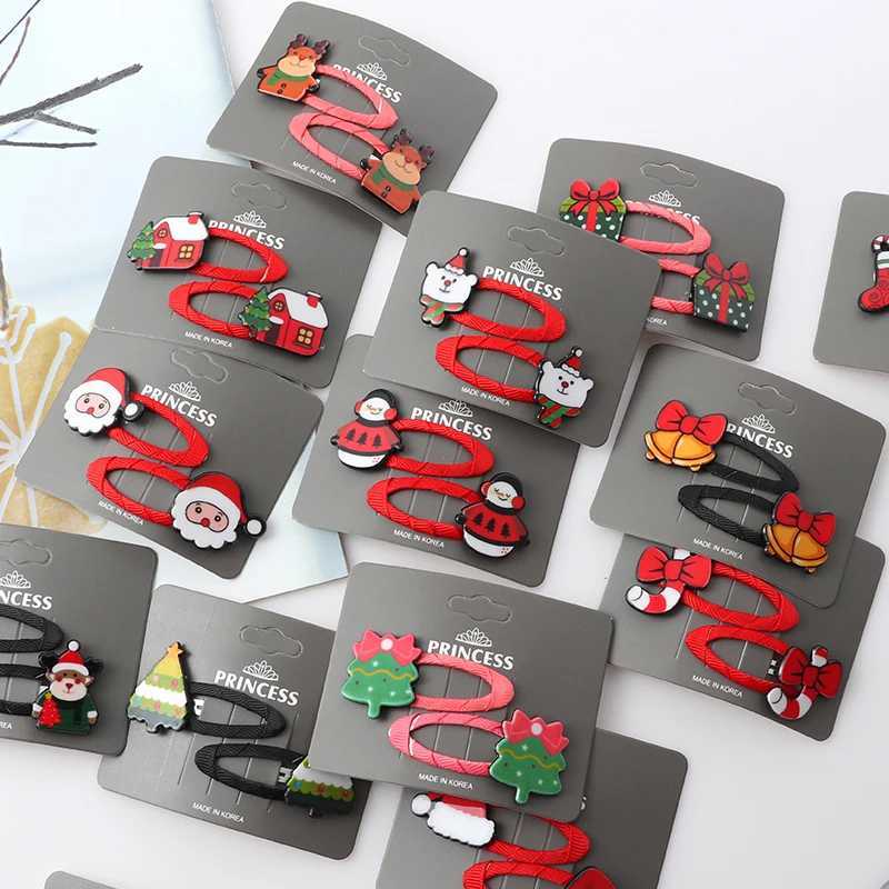 New 2Pcs Christmas Hair Bands Girls Elastic rubber band Hair Accessories Children Hairpins Cute Headwear Kids Scrunchies GiftX241022
