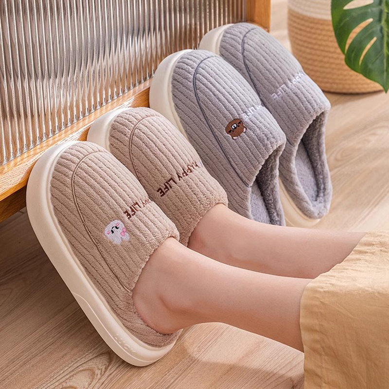 Cotton slippers for women winter home indoor autumn and winter womens home mens waterproof childrens thick soled slippers