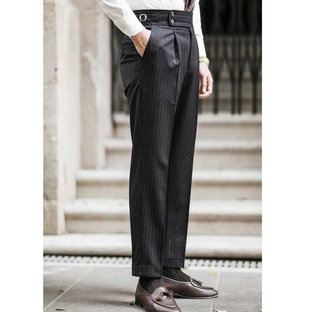 Lurex Yarn Trousers Pant For Man 2024 Office Trouser Men Business Casual Pant British Social Club Outfits Pantalones HombreX241023