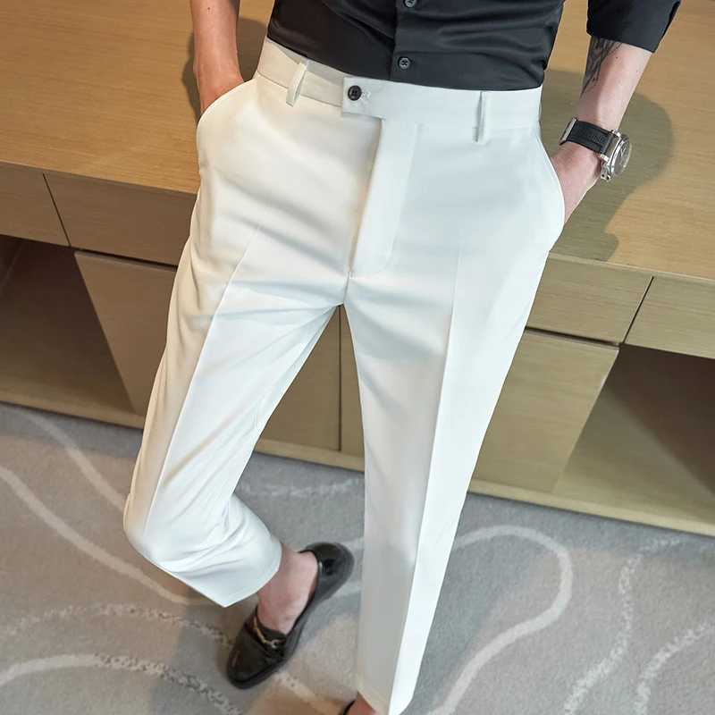 Summer Simple White Suit Pants for Men Slim Fit Business Casual Dress Pants Ankle Length Social Streetwear Trousers 2023X241023