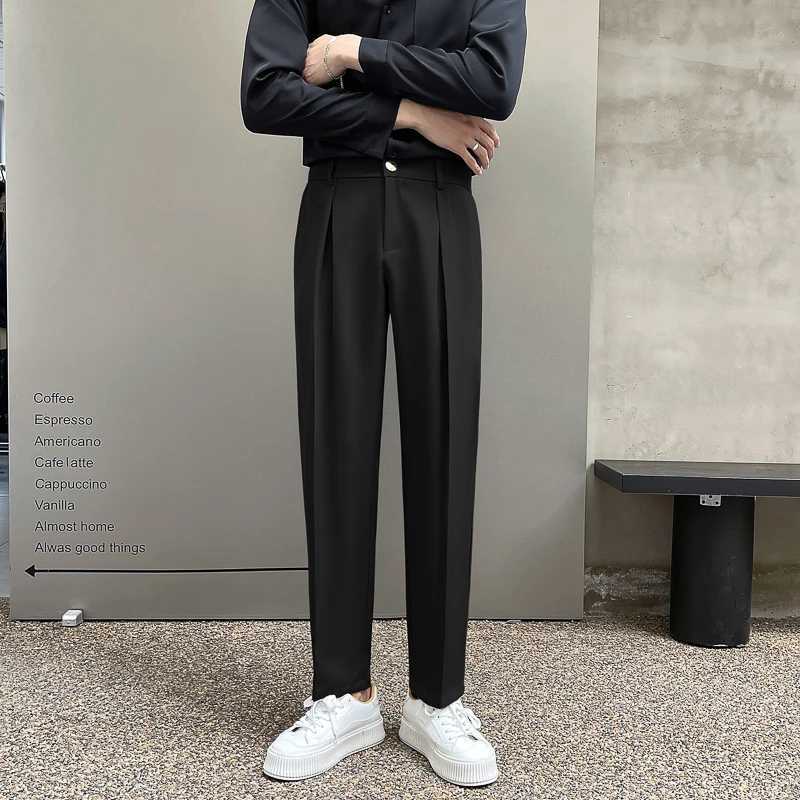 Black Suit Pants Men Slim Fashion Social Mens Dress Pants Korean Loose Casual Straight Pants Mens Office Formal Trousers M-3XLX241023