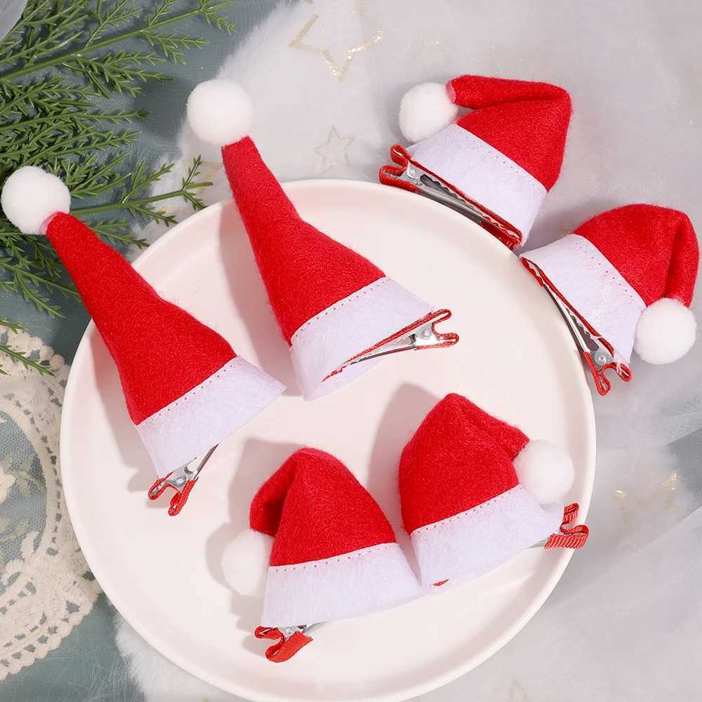 1/2pcs Christmas Hair Clip Xmas Hat Hair Clips Santa Cap Duckbill Clips Cute Mini Hat Hair Barrettes Holiday Hair AccessoriesX241022