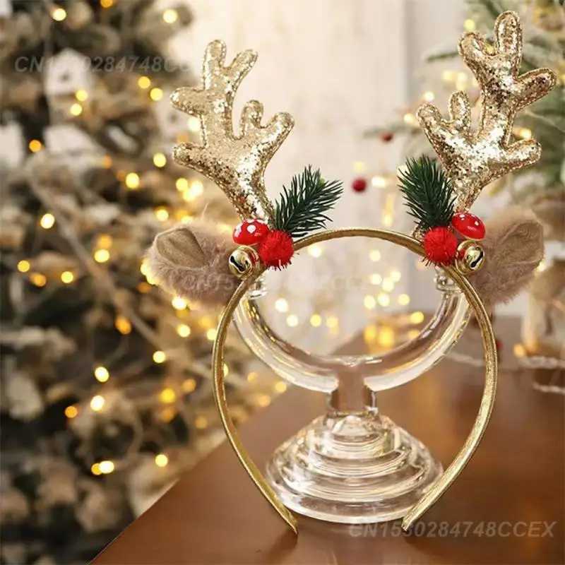 Dress Up Festive Atmosphere Reusable Thickness 1.5cm Bell Headband Christmas Decorations Set Up Props Festive Length 23cm RedX241021