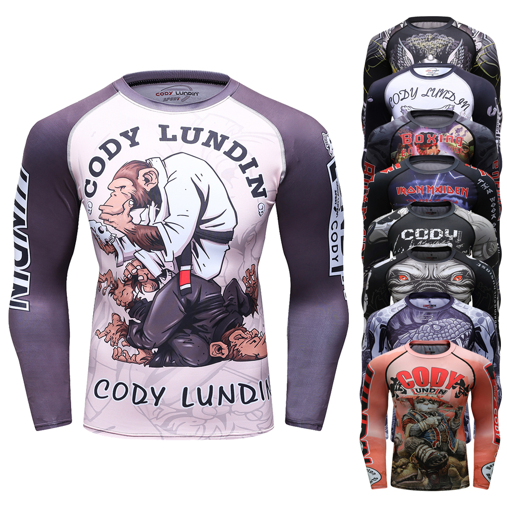 Sports Jiu Jitsu T-shirt BJJ Rash Guard For Men Bjj No GI MMA Ranked Full Sleeve Compression Clothing Boxing Rashguards Shirts