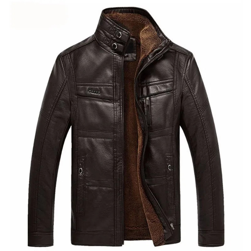 DIMUSI leather jacket mens winter tight fitting jacket thick coat mens casual collar leather jacket clothing 5XL 241023