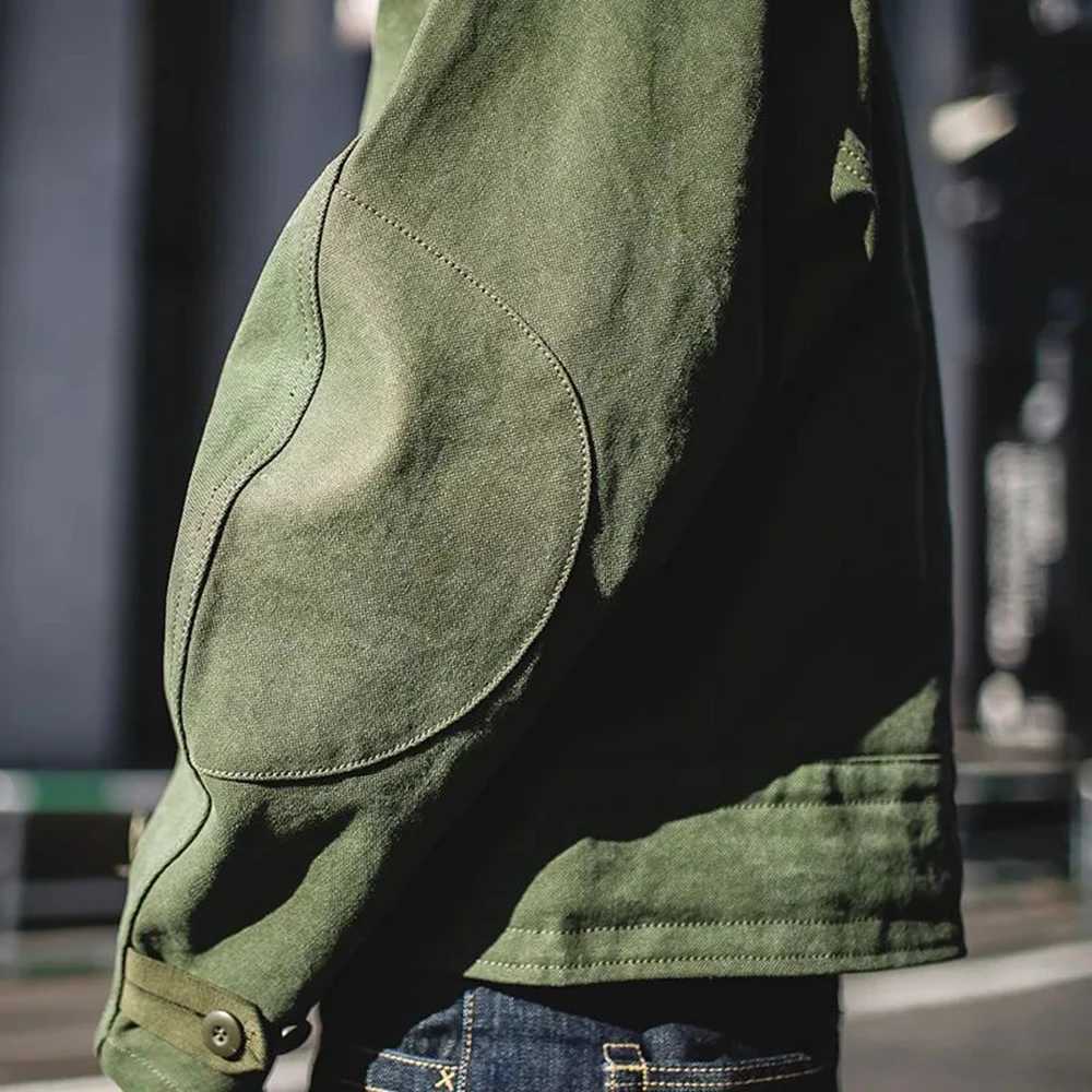 Autumn Winter Maden Army Grn Retro Bomber Jacket Misaligned Oblique Pocket Button Swedish Motorcycle Cotton Coat X241023
