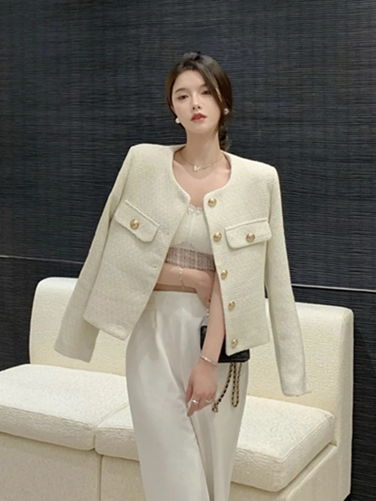 High quality fashionable little perfume tweed jacket womens elegant Korean coat spring French vintage coat 241023